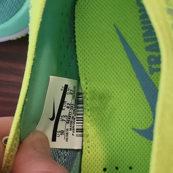 Nike Women's Light Blue and Neon Green Running Shoes - Picture 4 of 5